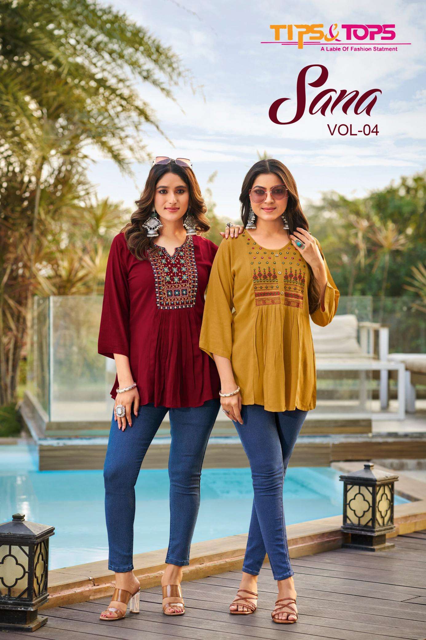 tips & tops sana vol 4 series 1001-1008 RAYON wholesale kurti in surat 