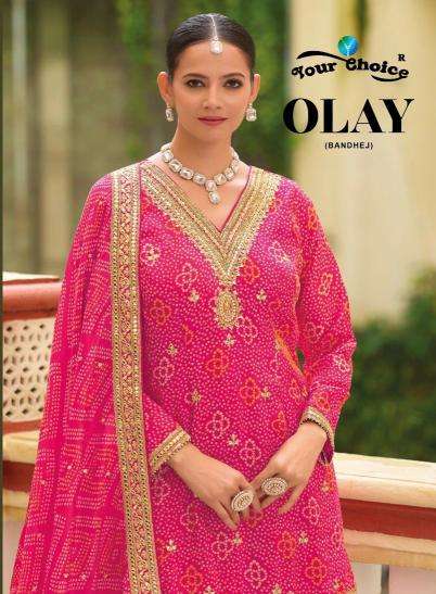 your choice olay series 6001-6004 Bandhej Chinon wholesale salwar kameez in surat 