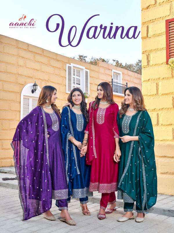 aanchi warina series 1001-1004 vichitra silk wholesale salwar kameez in surat 