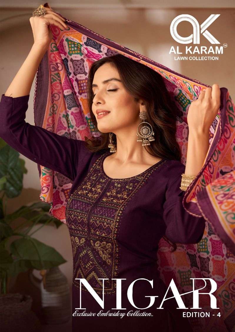 AlKaram Nigar Vol-4 series 4001-4006 Pure Reyon Slub wholesale salwar kameez in surat 