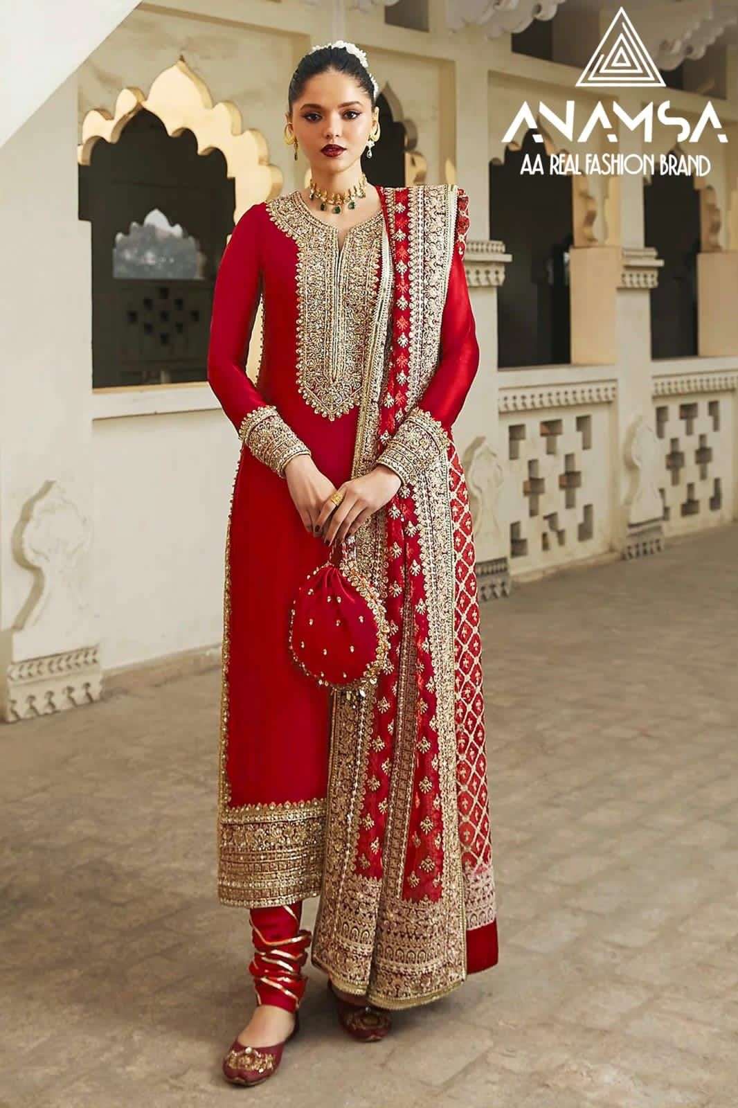 Anamsa-411 Heavy Pure Fox Georgette wholesale salwar kameez in surat 