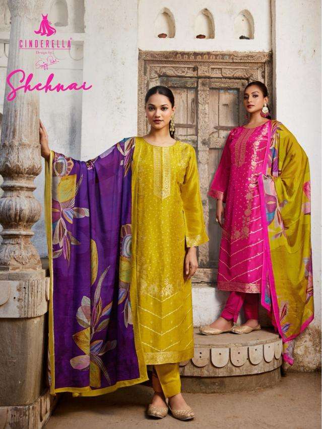 cinderella shehnai series 15784-15787 silk jacquard wholesale salwar kameez in surat 