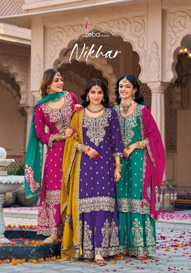 eba nikhar series 1800-1802 hevey Chinon wholesale salwar kameez in surat 