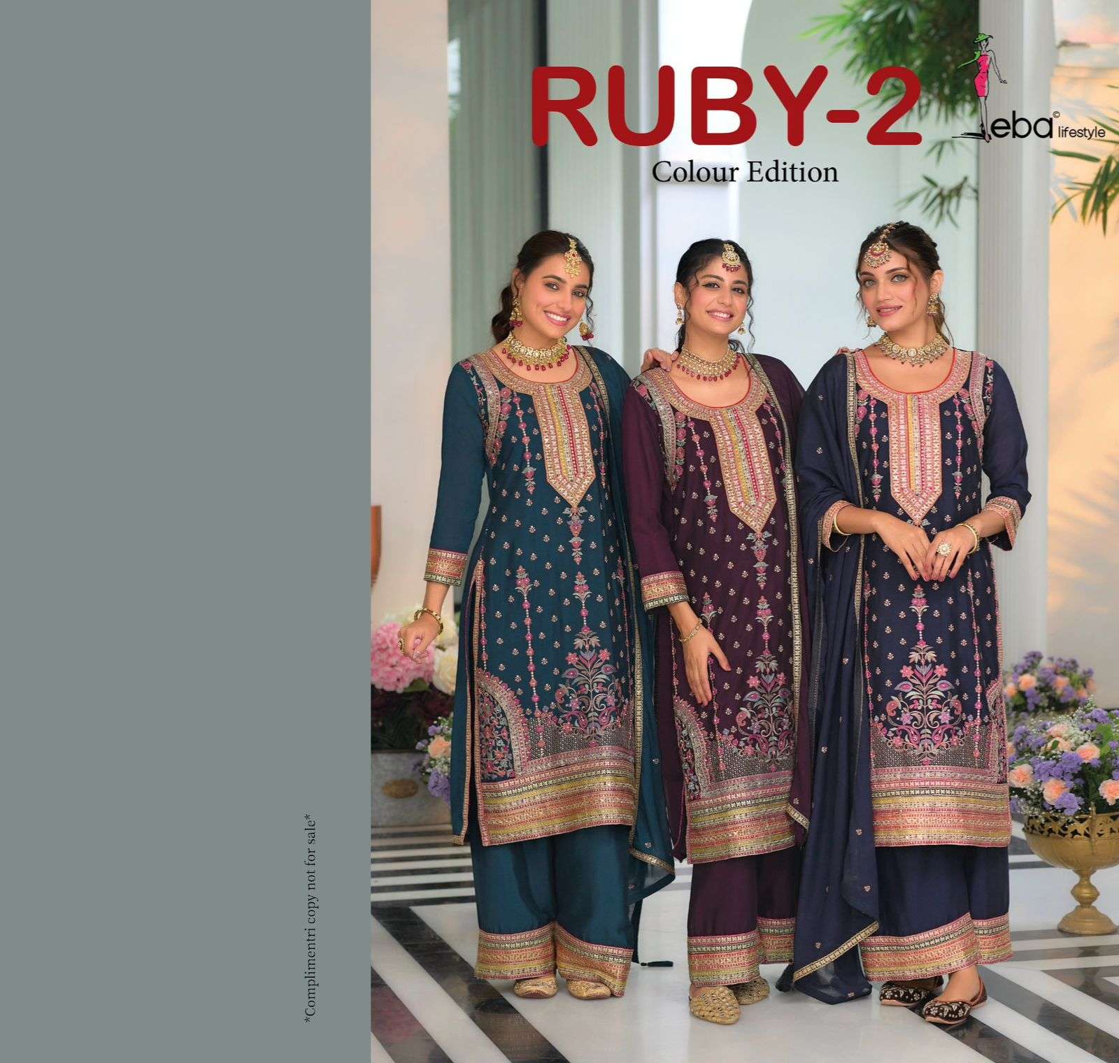 eba ruby-2 hevey Chinon with emboidery work wholesale salwar kameez in surat 