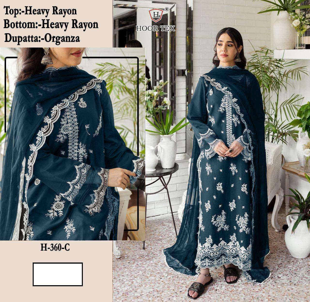 hoor tex H-360 A To D Heavy Rayon wholesale salwar kameez in surat 