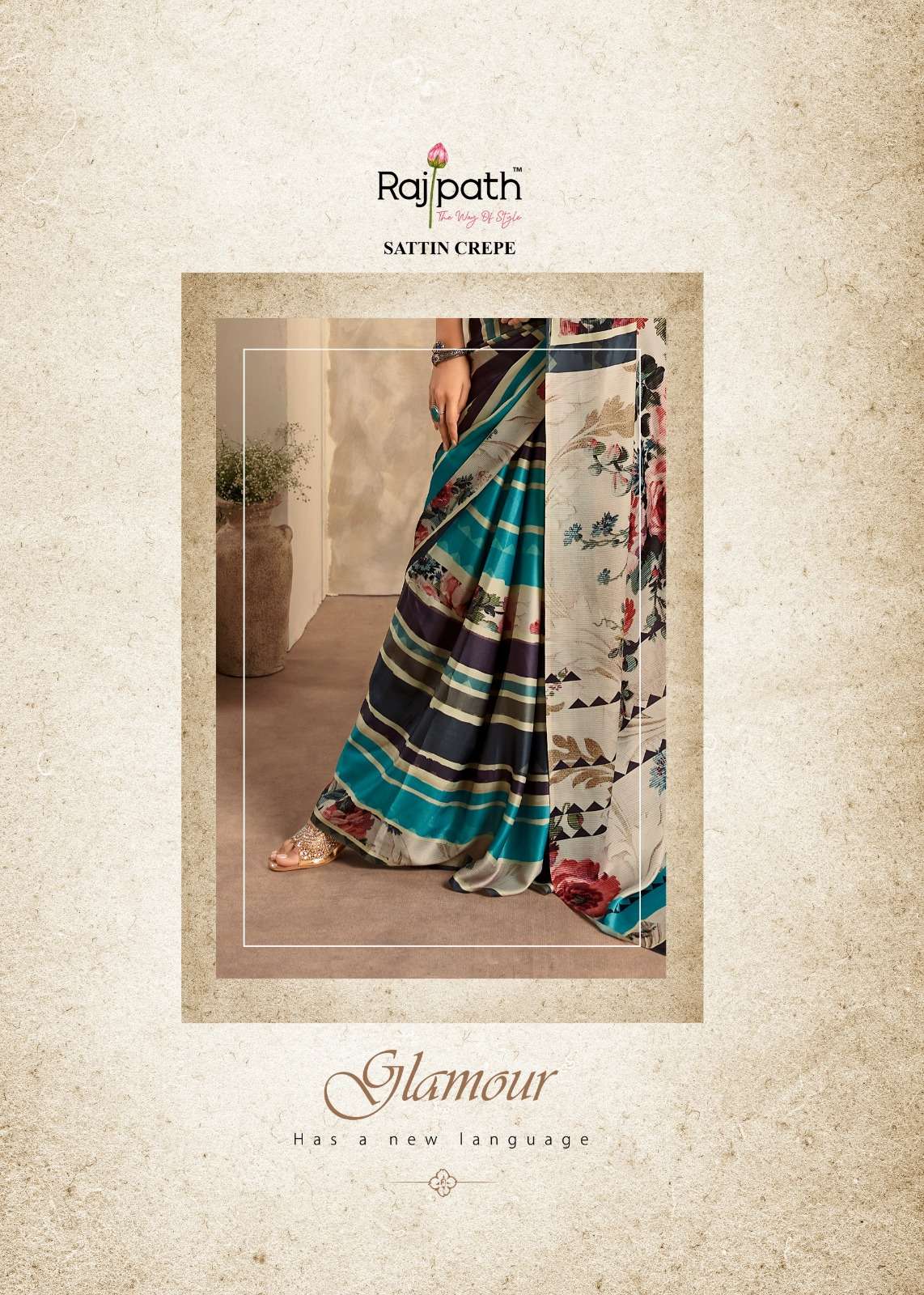 Jasmine Crepe silk with Designer Digital Print wholesale saree in surat 