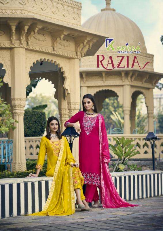 karissa razia series 1001-1006 heavy Viscose silk wholesale salwar kameez in surat 