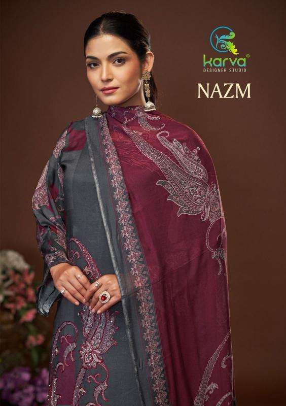 karva nazm series 01-04 PURE VISCOSE MASLIN wholesale salwar kameez in surat 