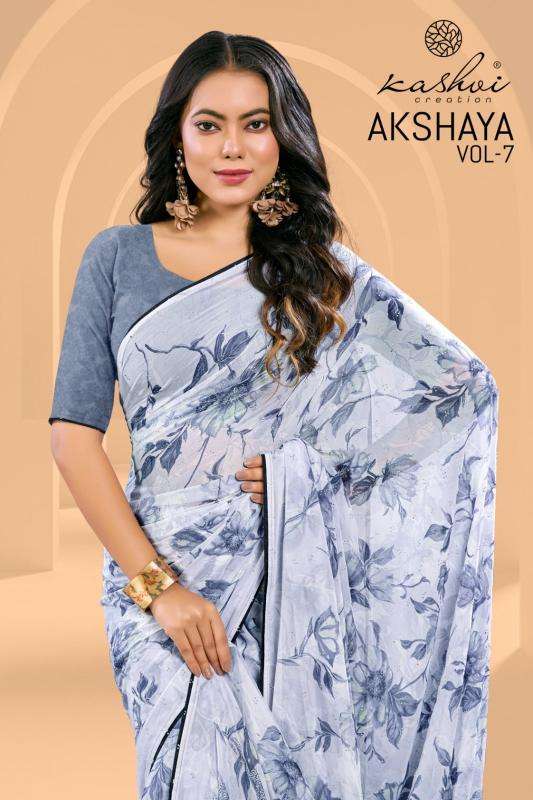 kashvi creation akshaya vol 7 series 701-708 weightless wholesale saree in surat 