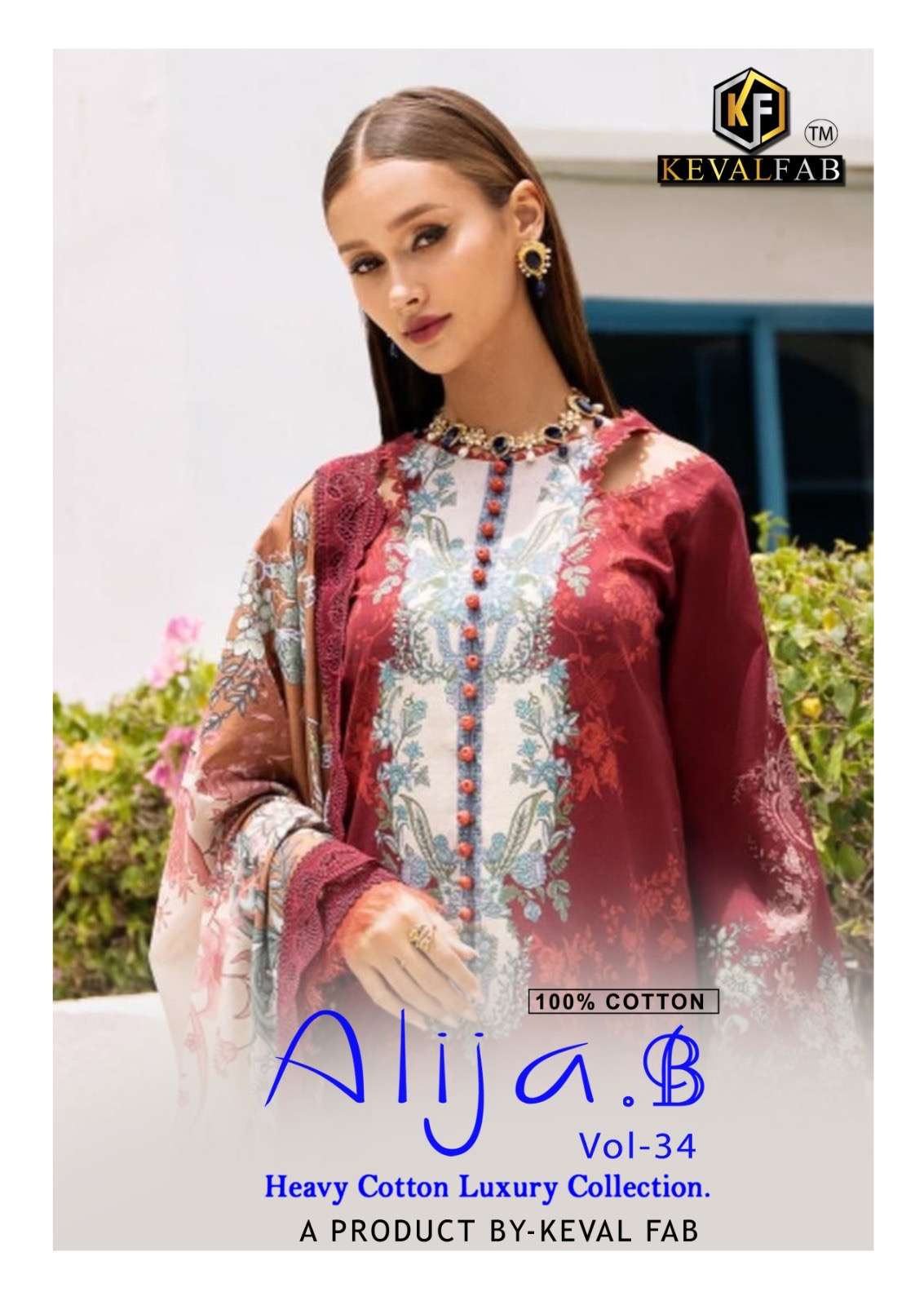 Keval Alija B Vol-34 series 34001-34006 Heavy Lawn Cotton wholesale salwar kameez in surat