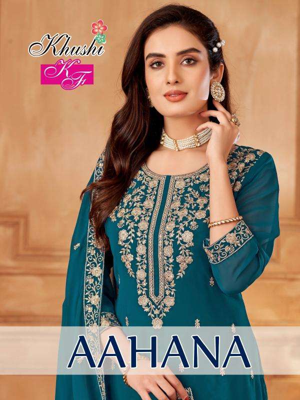 khushi fashion aahana series 1001-1004 georgette wholesale salwar kameez in surat 