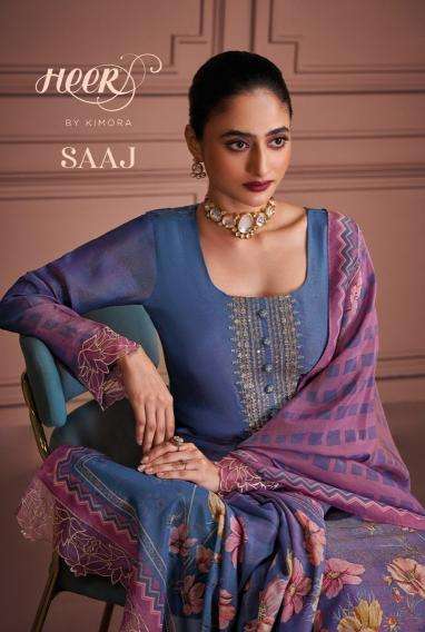 kimora heer saaj series 9581-9586 muslin banarasi wholesale salwar kameez in surat 