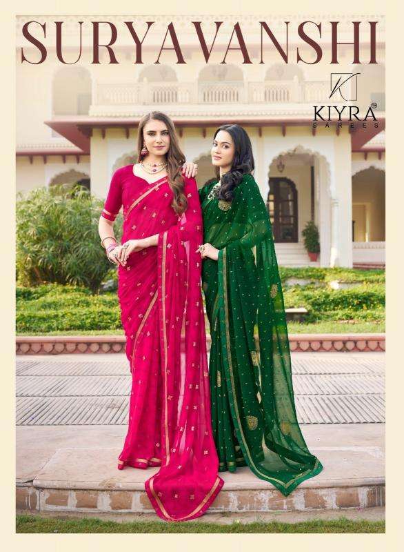 kiyra suryavanshi series 1001-1008 major georgette wholesale saree in surat 