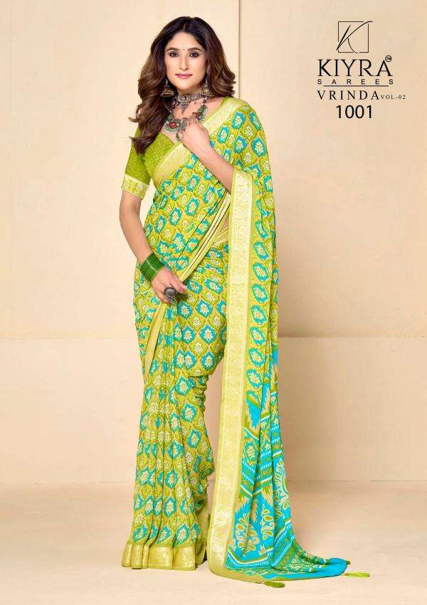 kiyra vrinda vol 2 series 1001-1006 dull moss wholesale saree in surat 