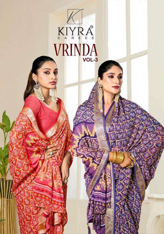 kiyra vrinda vol 3 dull moss wholesale saree in surat 