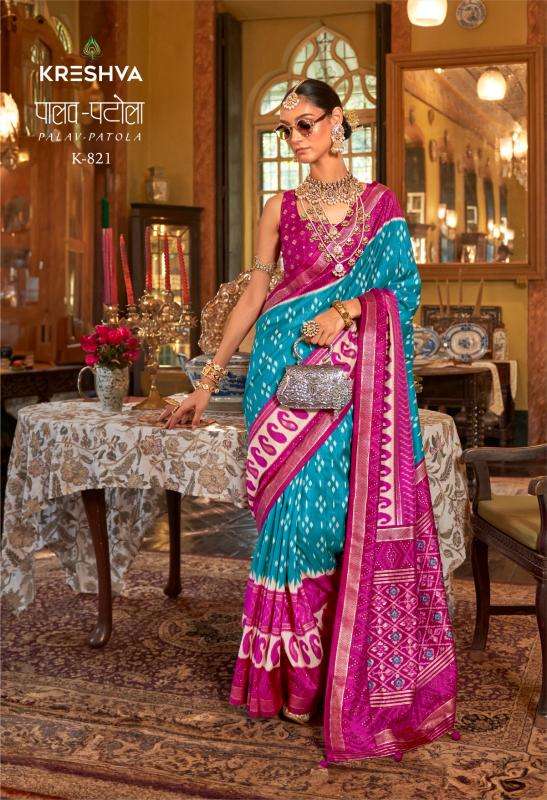 kreshva palav patola series 818-829 silk wholesale saree in surat 