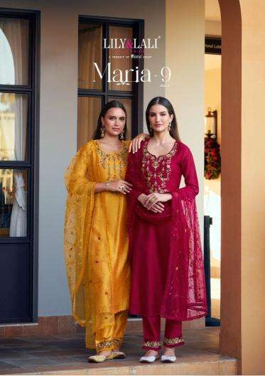 lily & lali maria 9 vol 5 series 24501-24506 vichitra silk wholesale salwar kameez in surat 