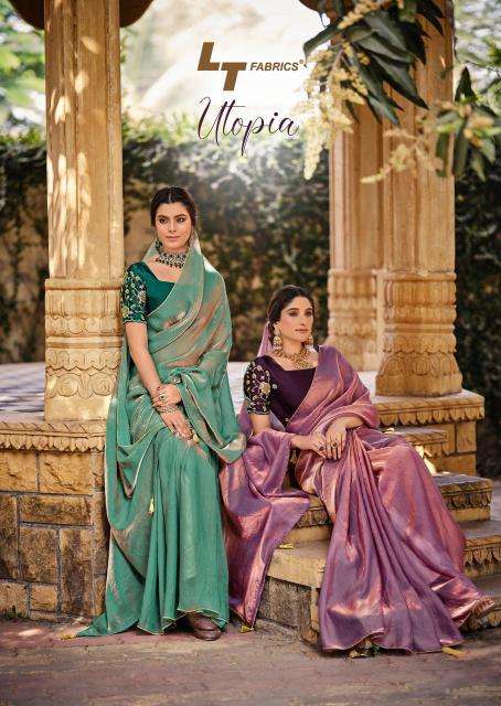 lt fashions utopia series 101-106 malai silk wholesale saree in surat 