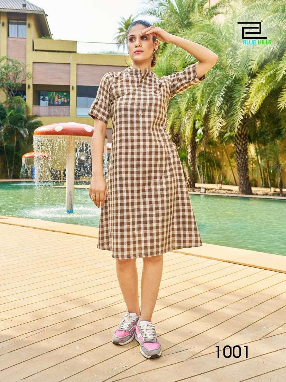 MiDi Collection Pure cotton Short MiDi Style checks Print