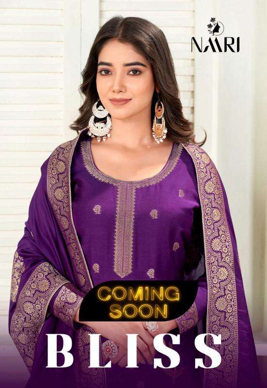 naari bliss series 13001-13004 muslin jacquard wholesale salwar kameez in surat 