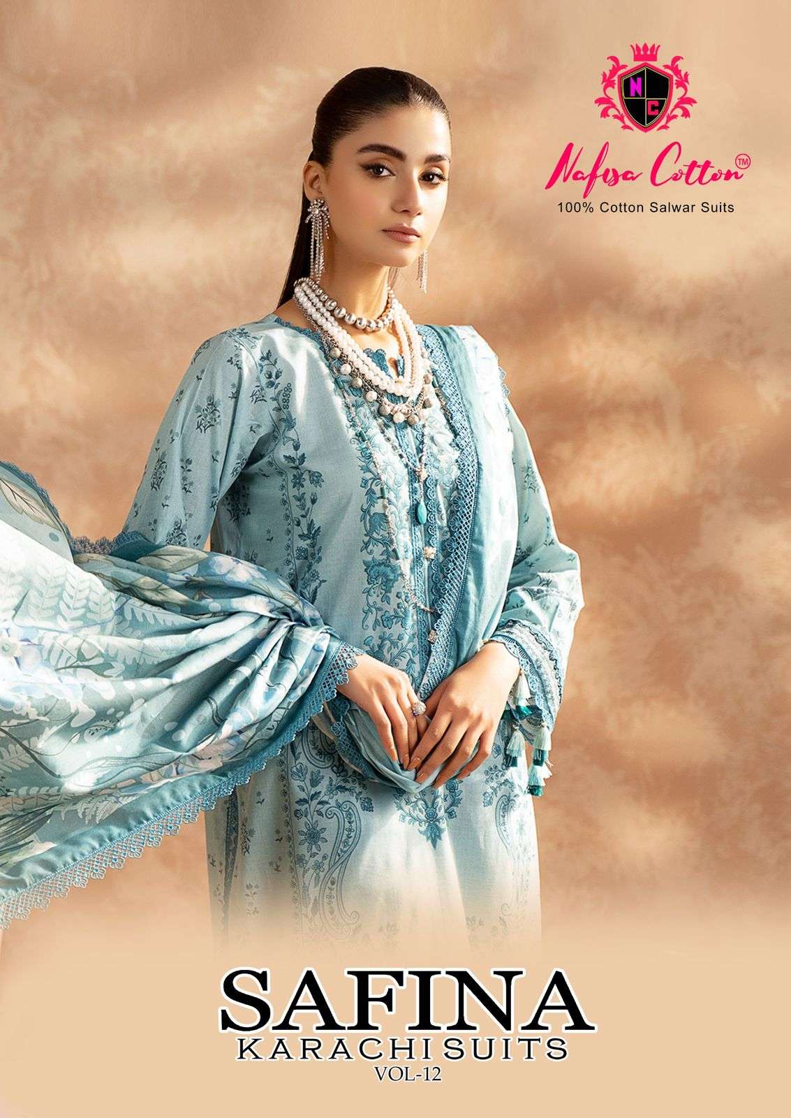 Nafisa Safina Vol-12 series 12001-12006 Cotton wholesale salwar kameez in surat 