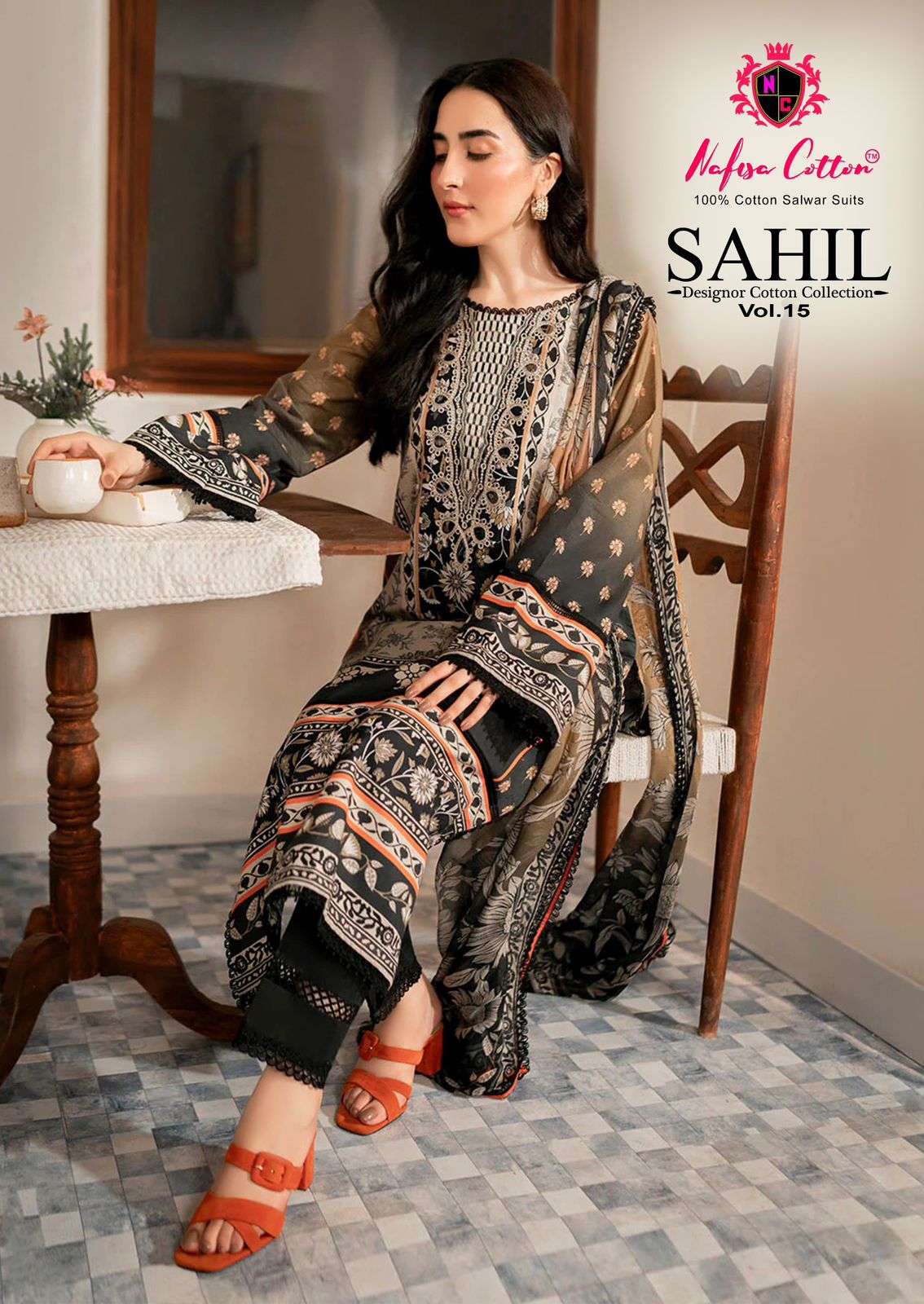 Nafisa Sahil Vol-15 series 15001-15006 Pure Cotton wholesale salwar kameez in surat