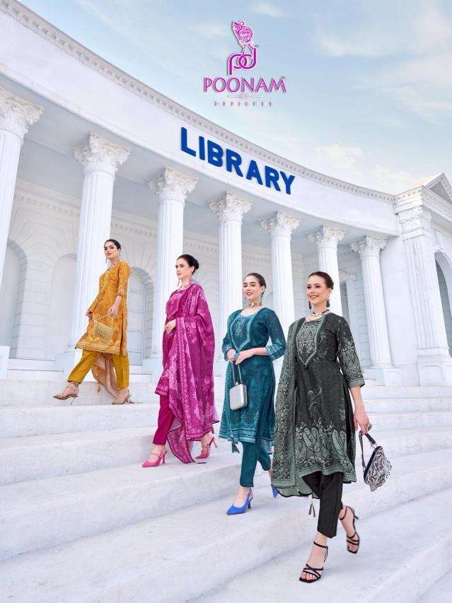 Poonam library series 1001- 1005 crape wholesale suit