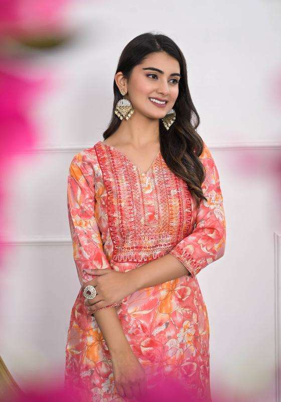 pr avika series 1001-1002 chanderi wholesale kurti in surat 