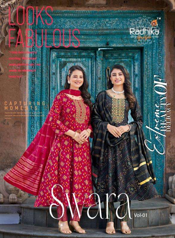 radhika lifestyle swara vol 1 series 1001-1006 REYON  TWO TONE ANARKALI GOWN 