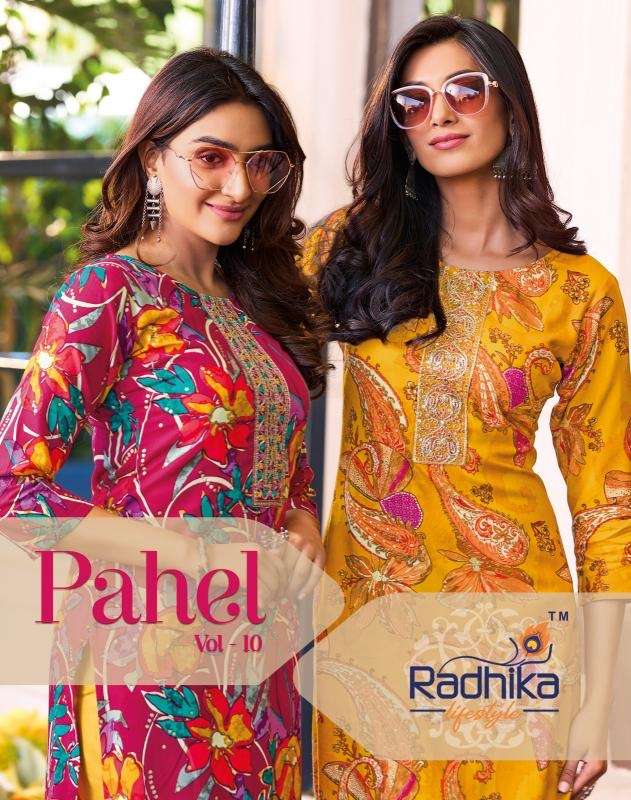 Radhika pahel vol 10 series 10001-10010 rayon wholesale kurti