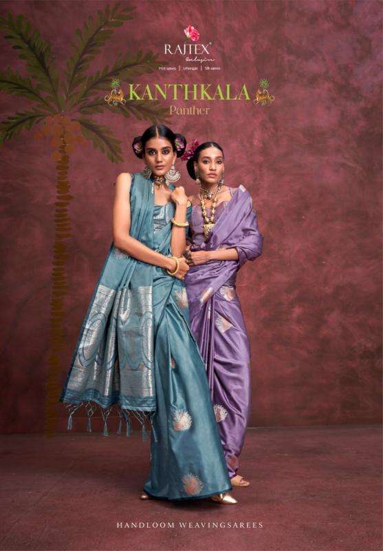 rajtex kanthkala panther series 408001-408004  Tone To Tone Satin wholesale saree in surat 