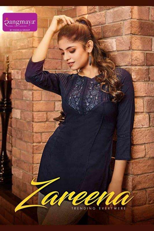 Rangmaya Zareena series 101-108 rayon tunics at wholesale price