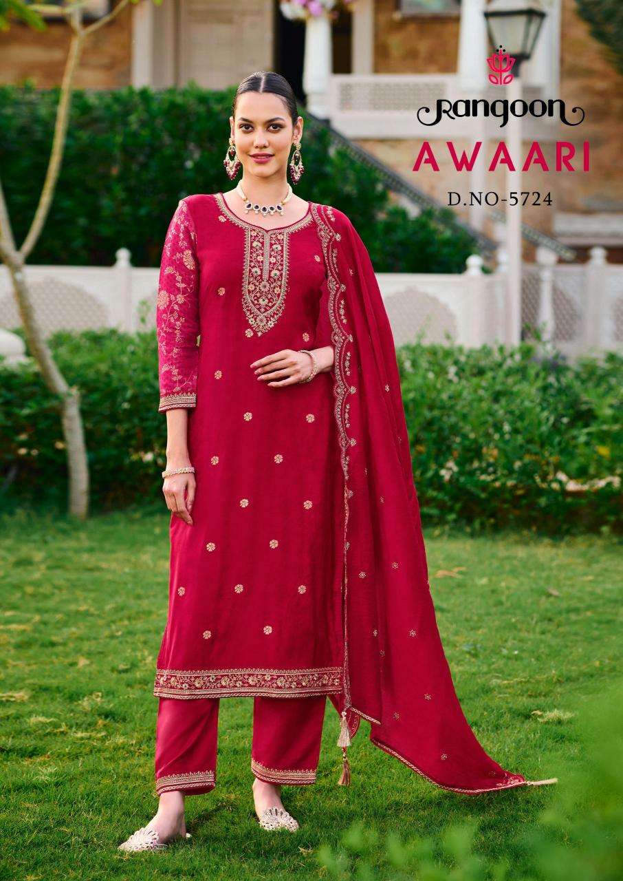 rangoon awaari series 5721-5724 Muslin Jecaurd wholesale salwar kameez in surat 