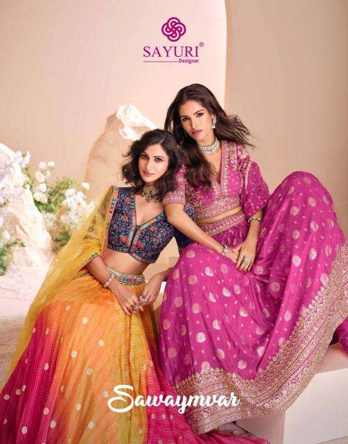 sayuri sawaymvar series 5696-5698 VISCOSE JACQUARD SILK rich look lehenga,designer lehenga,embroidered lehenga ,fancy lehenga