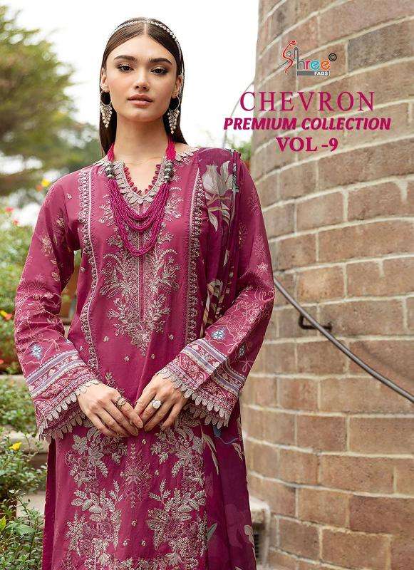 shree fabs chevron premium collection vol 9 series 3731-3738 cotton wholesale salwar kameez in surat