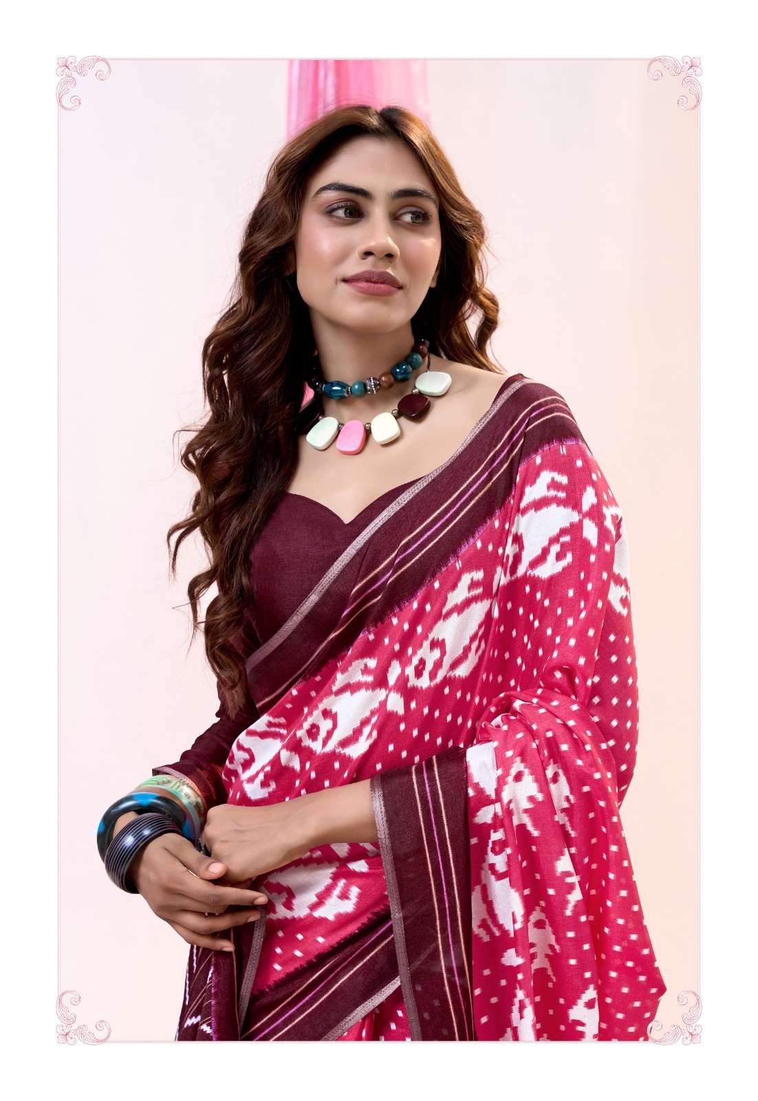 Sr Parnita Soft Tusser With Super Ikkat Print & Zari Border saree