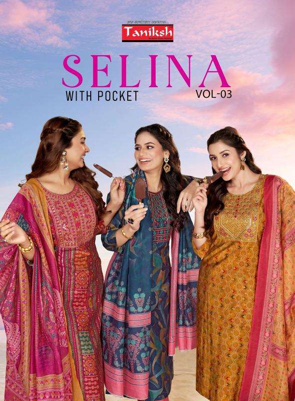 taniksh selina vol 3 series 3001-3008 MUSLIN wholesale salwar kameez in surat 