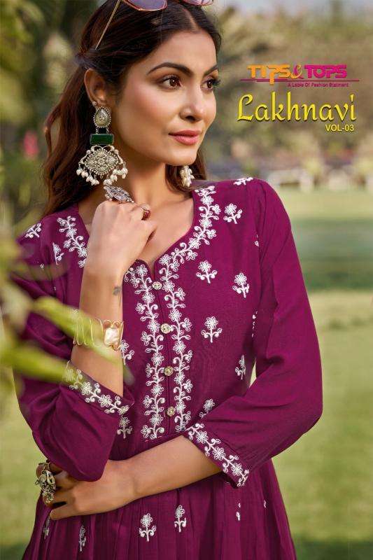 tips & tops lakhnavi vol 3 series 1001-1006 rayon wholesale salwar kameez in surat 