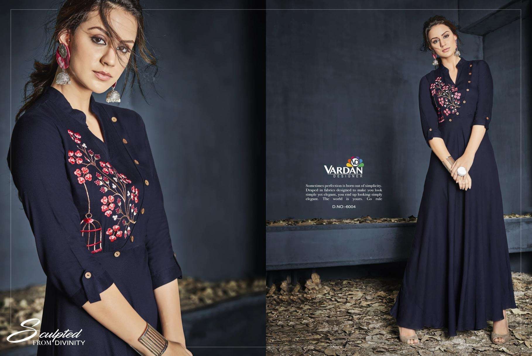 Vardhan designer gulnaz vol 1 fancy rayon embroidery kurti