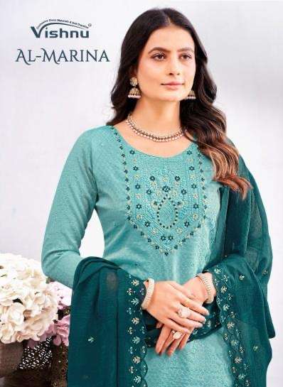 Vishnu al marina series 12001-12006 tissue simmer salwar suit at wholesale price