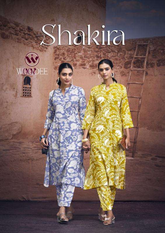 woodee shakira series 1001-1006 heavy reyon wholesale kurti in surat 