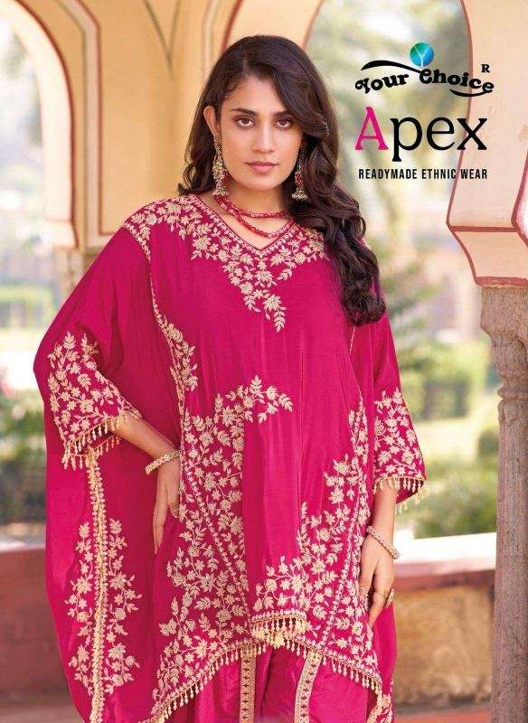 Your choice apex series 1001-1003 chinon kaftan dhoti style suit at wholesale price