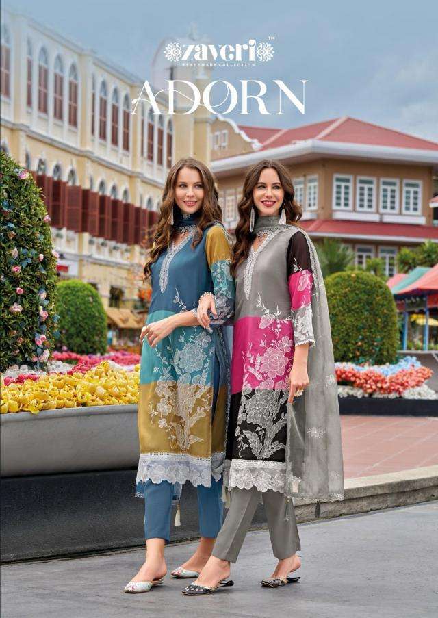 zaveri adorn series 1388-1389 organza wholesale salwar kameez in surat 