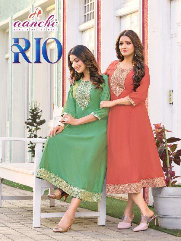 aanchi rio vseries 101-104 TWO TONE SHIMMER wholesale kurti 