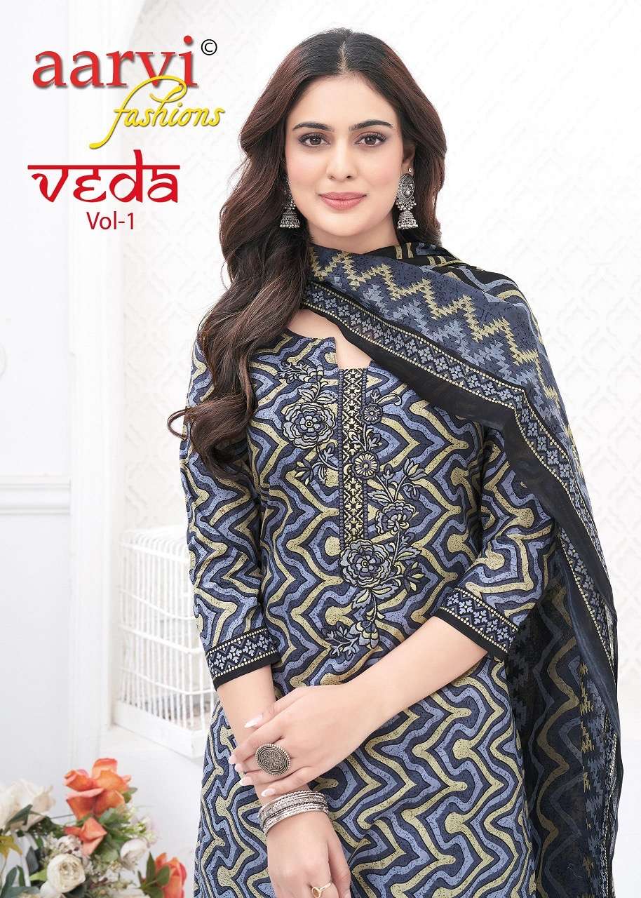 Aarvi veda vol-1 series 7433-7444 cotton wholesale suit