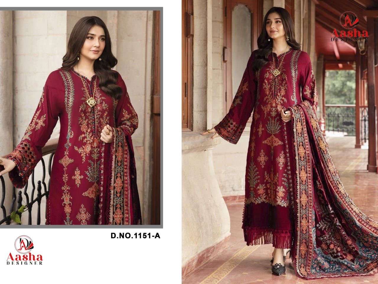 Aasha designer 1151 AB heavy rayon wholesale suit