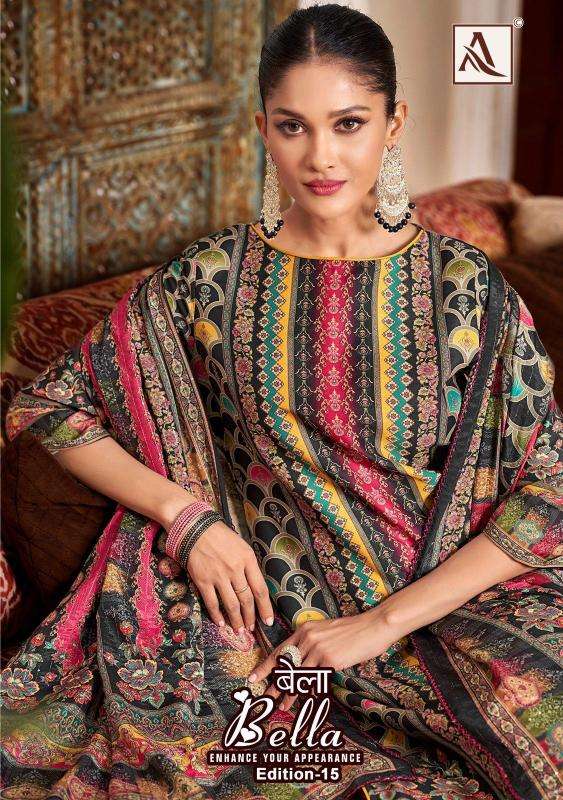 Alok suit bella vol 15 series 1854001-1854006 muslin wholesale suit