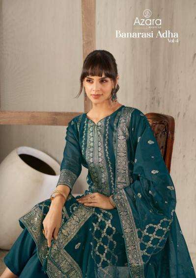 azara radhika banarashi adah vol 4 series 001-006 COTTON JACQUARD wholesale suit 