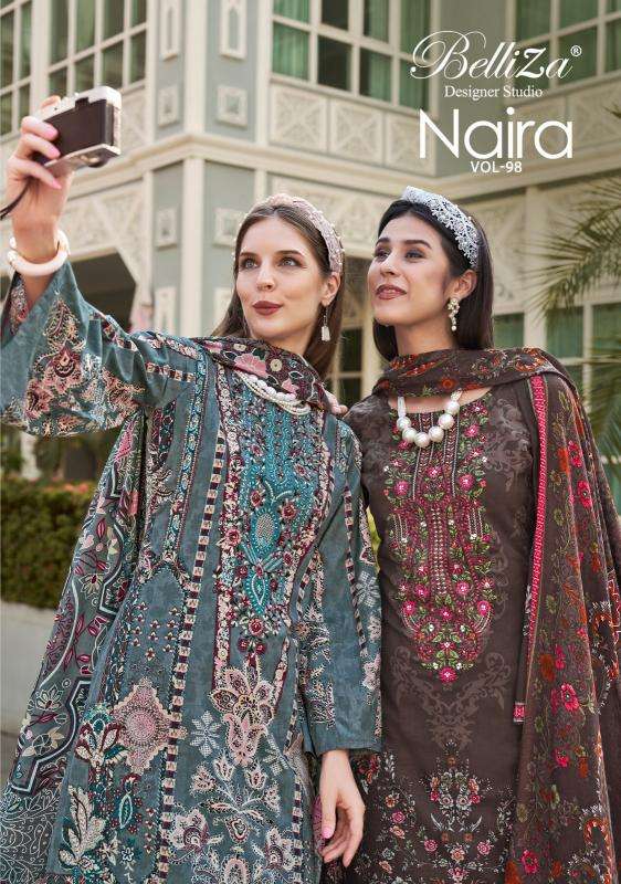 belliza naira vol 98 series 809001-809008 pure cotton wholesale suit 