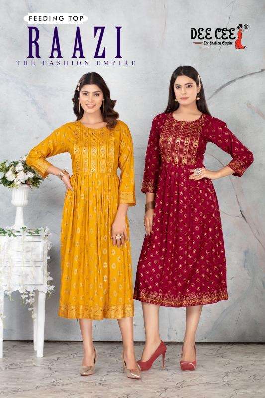 Dee cee raazi series 101-106 fancy rayon wholesale kurti